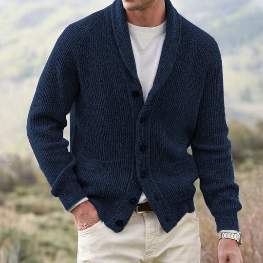 Herren Strickjacke mit trendigem Grobstrickmuster und praktischen Taschen EB