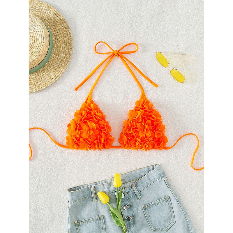 Damen Triangel-Bikini mit verspielten Blumenapplikationen EB