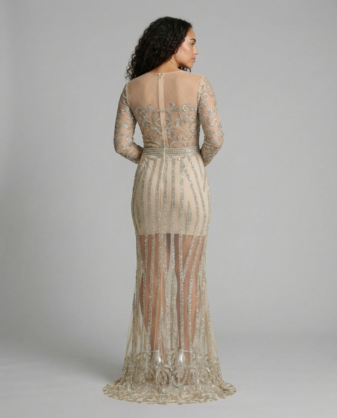 EB | Damen-Nachtschlaf Ballkleid mit Halbtransparentem Stoff und Juwelen