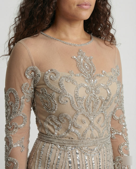 EB | Damen-Nachtschlaf Ballkleid mit Halbtransparentem Stoff und Juwelen