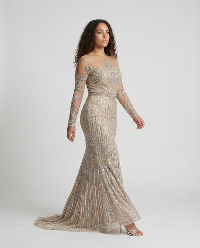 EB | Damen-Nachtschlaf Ballkleid mit Halbtransparentem Stoff und Juwelen
