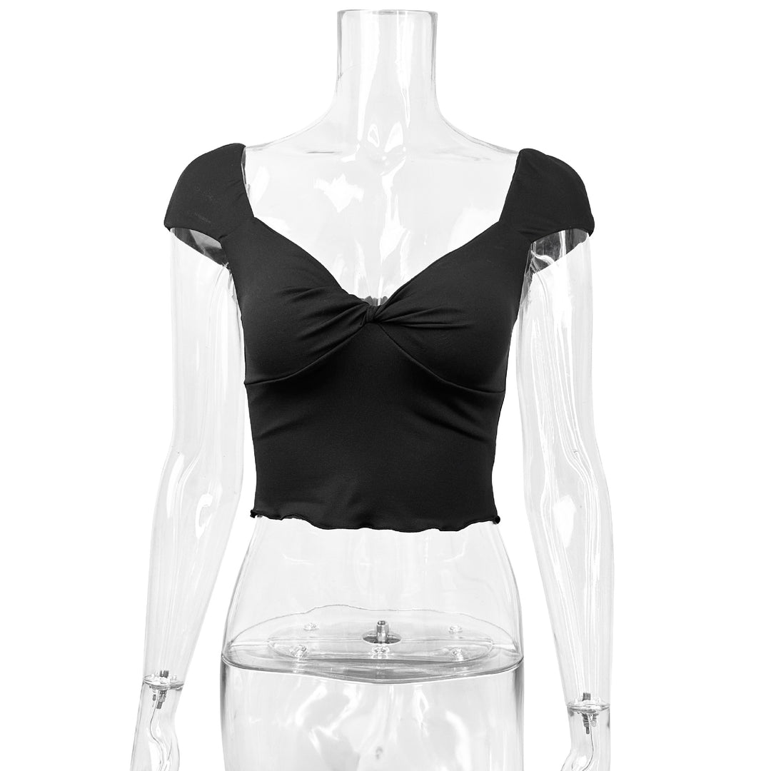 Damen Crop-Top mit herzförmigem Ausschnitt und Raffung EB