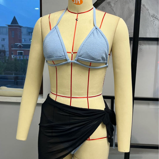 Damen Triangel-Bikini mit modischem Wickelrock EB