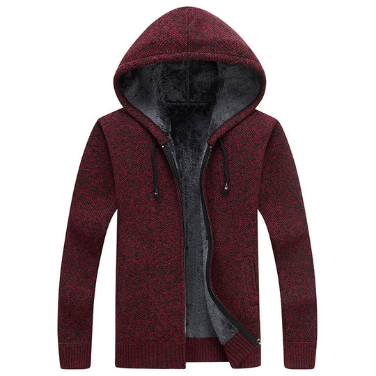 Herren bequeme Fleece-Jacke mit Kapuze und weichem Innenfutter EB