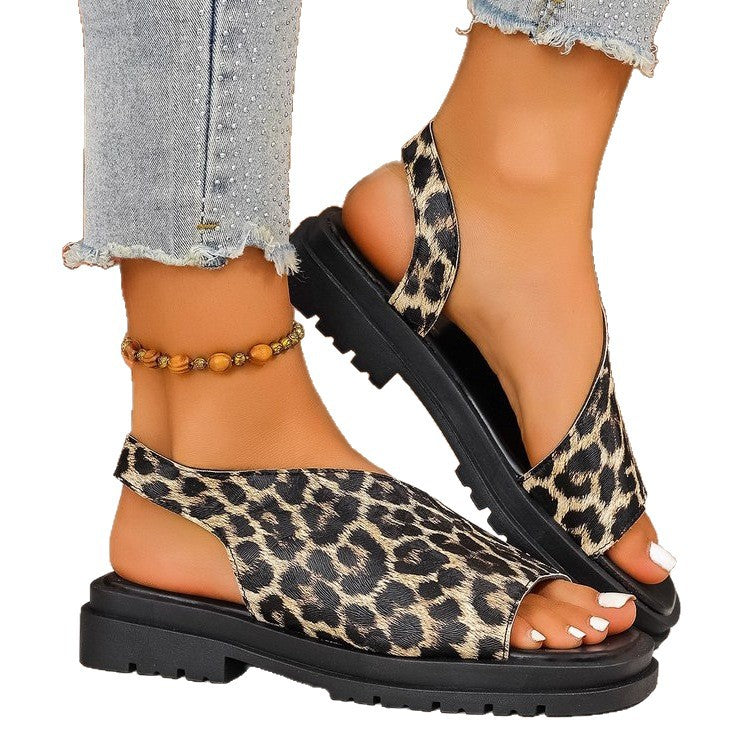 Damen bequeme Riemchen-Sandalen mit buntem Muster EB