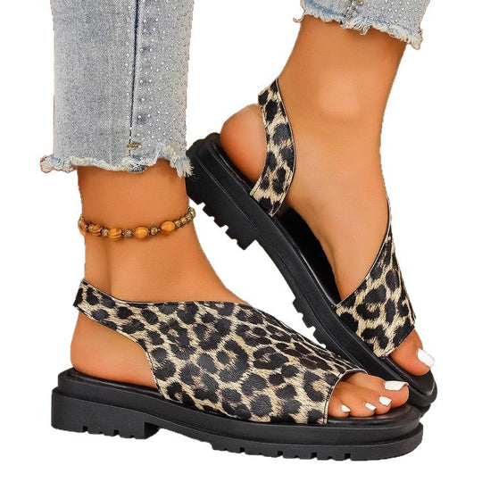 Damen bequeme Riemchen-Sandalen mit buntem Muster EB