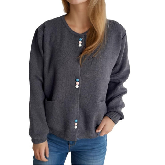 Damen Cardigan mit dekorativen Knöpfen und praktischen Taschen EB