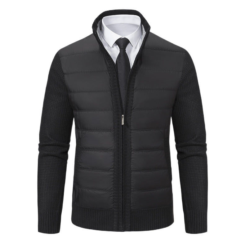 Herren nan gesteppte Hybrid-Strickjacke mit Stehkragen Reißverschluss und Eingrifftaschen EB