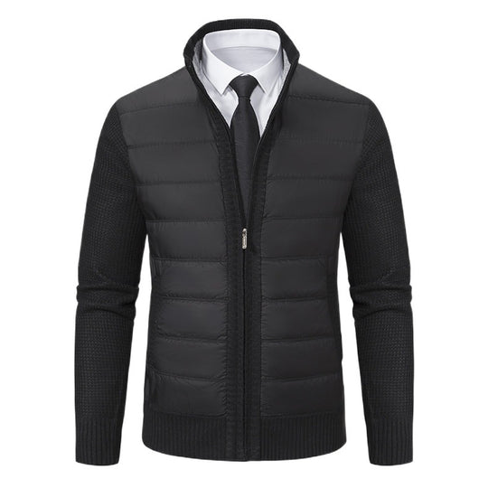 Herren nan gesteppte Hybrid-Strickjacke mit Stehkragen Reißverschluss und Eingrifftaschen EB