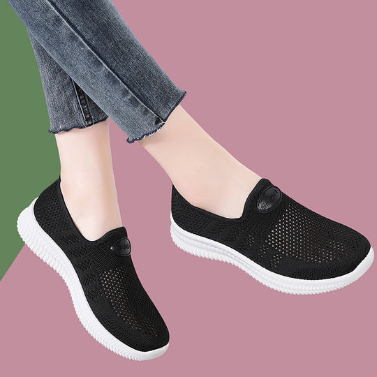 Damen Bequeme Slip-On Freizeitschuhe mit atmungsaktivem Obermaterial EB