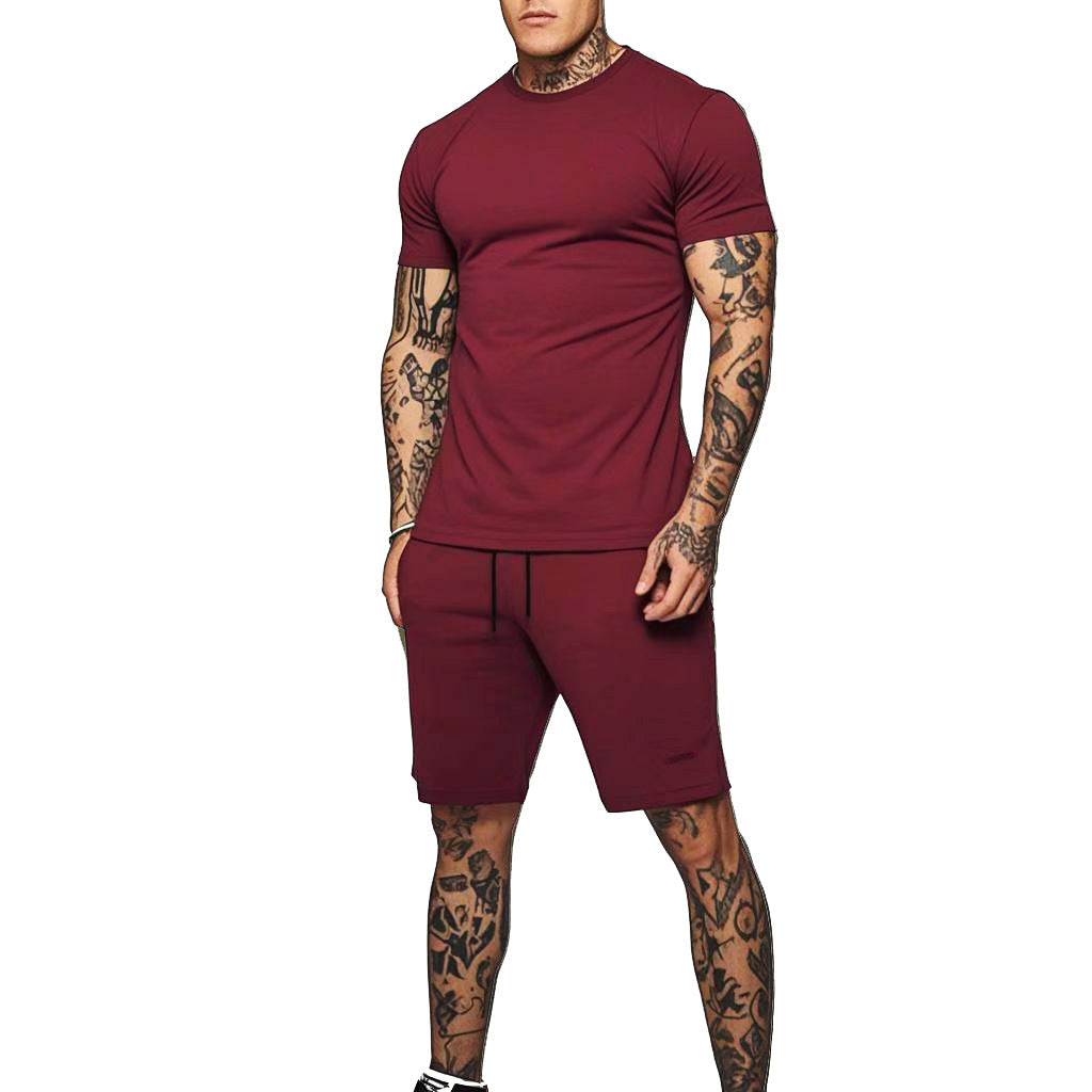 Herren Sportliches Kurzarm- und Shorts-Set mit kontrastierenden Details EB