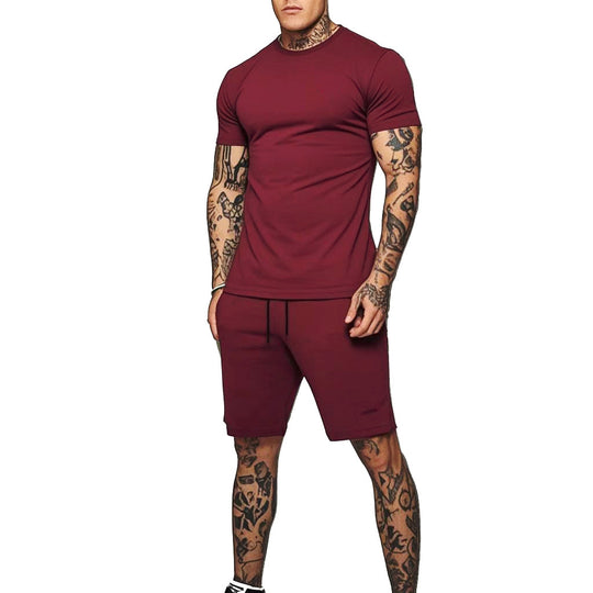 Herren Sportliches Kurzarm- und Shorts-Set mit kontrastierenden Details EB