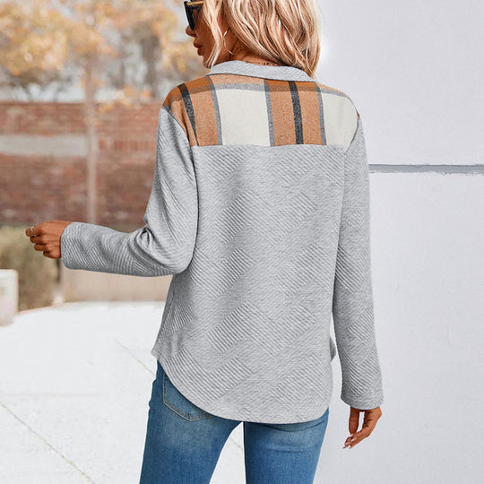 Damen Smarter Pullover mit strukturierter Oberfläche und modischer Knopfleiste EB