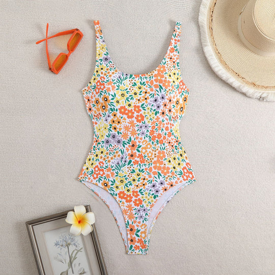 Damen Einteiler Badeanzug mit floralem Muster EB