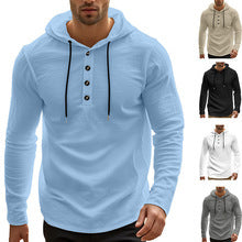Herren lässiges Langarm-Hoodie-Shirt mit Knopfdetails und praktischen Taschen EB
