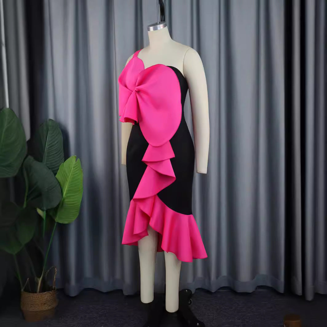 Damen Geschmeidiges Cocktailkleid mit dekorativer Schleifenapplikation EB