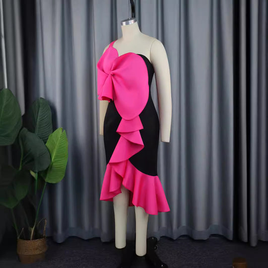 Damen Geschmeidiges Cocktailkleid mit dekorativer Schleifenapplikation EB