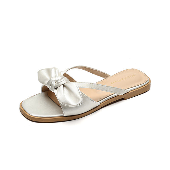 Damen elegante Flip-Flops mit dekorativem Schleifen-Design EB