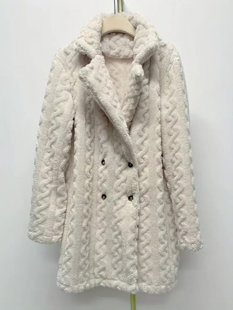 Damen Kapuzenmantel mit strukturiertem Design und großen Knöpfen EB