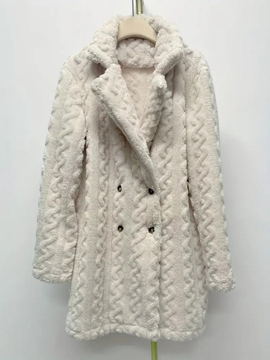 Damen Kapuzenmantel mit strukturiertem Design und großen Knöpfen EB