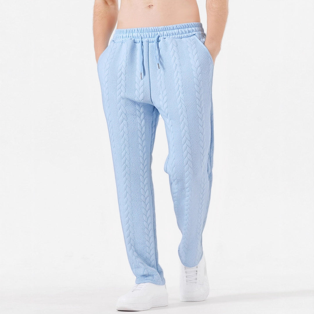 Herren nan grobgestrickte Lounge-Jogginghose mit Zopfstrick, Elastikbund und Kordelzug EB
