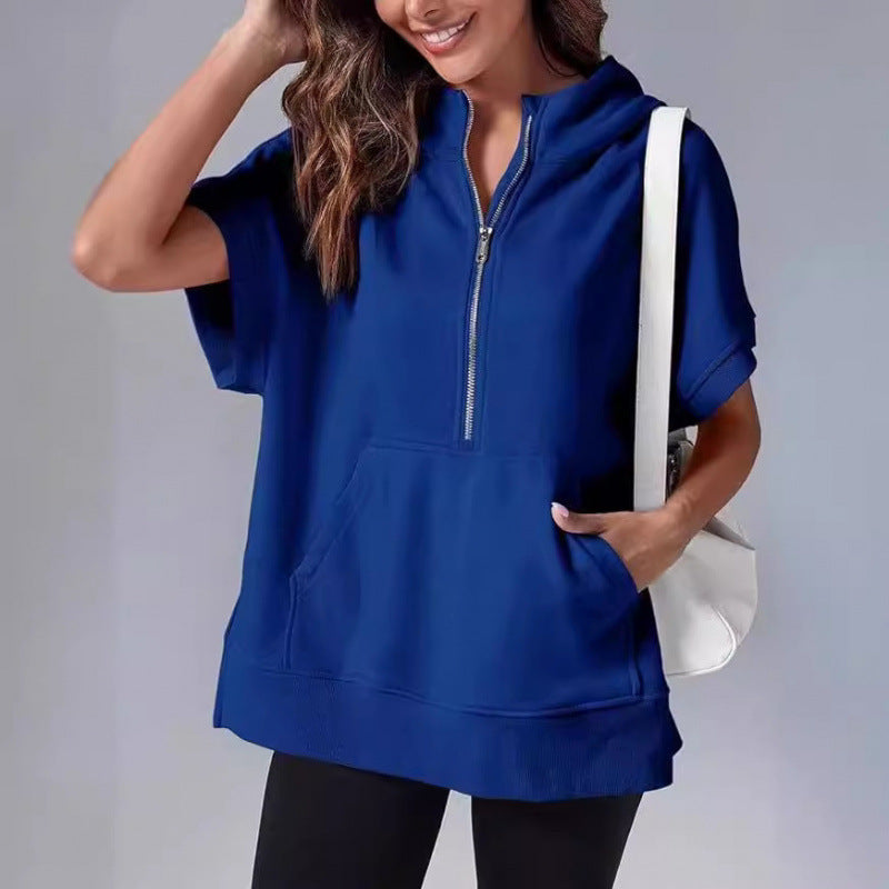 Damen Lässiger Kapuzenpullover mit Reißverschluss und praktischen Taschen EB