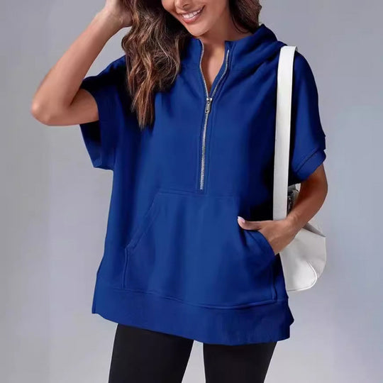 Damen Lässiger Kapuzenpullover mit Reißverschluss und praktischen Taschen EB