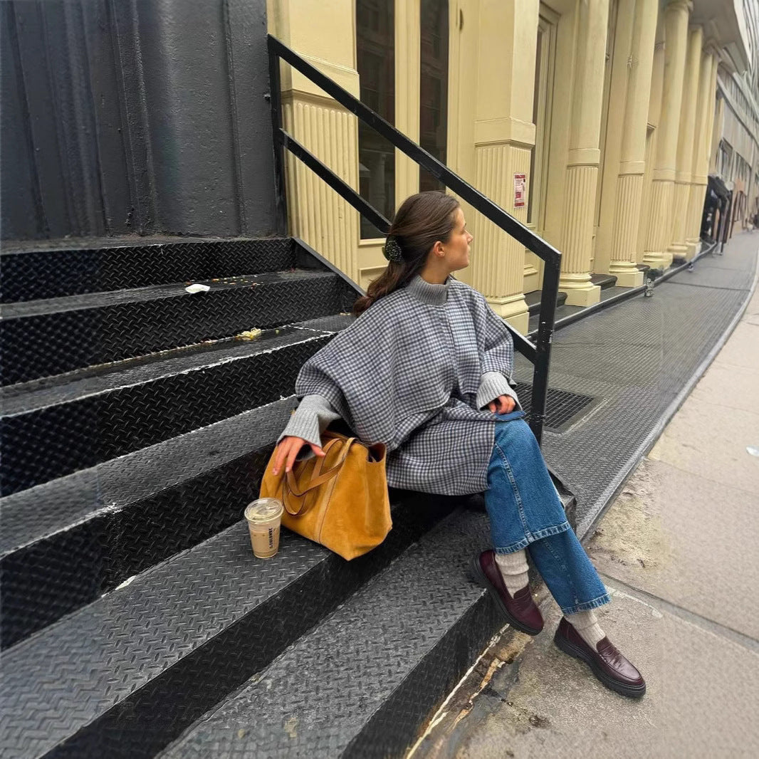 Damen modische Überwurfjacke mit großzügigen Taschen und strukturiertem Design EB