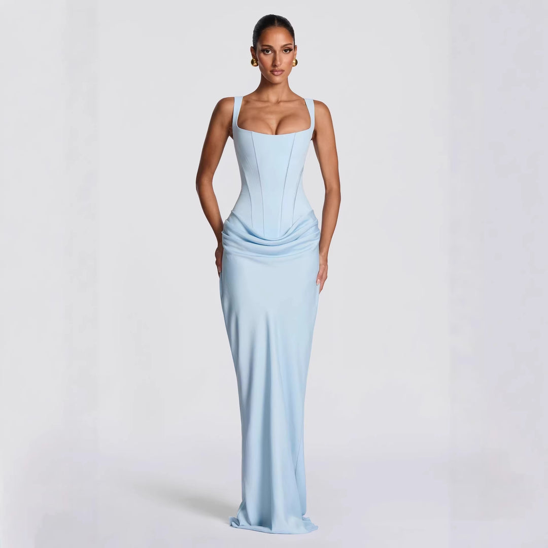 Damen Fließendes Maxi-Kleid mit asymmetrischem Schnitt und raffiniertem Drapé EB
