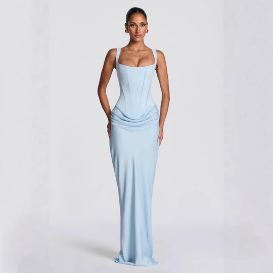 Damen Fließendes Maxi-Kleid mit asymmetrischem Schnitt und raffiniertem Drapé EB