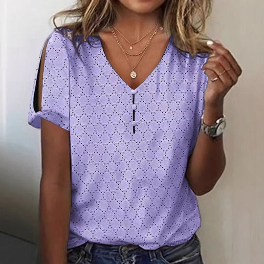 Damen Glitzernde V-Pullover Bluse EB