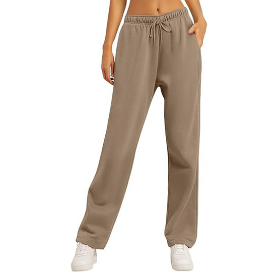 Damen nan hochwertige Relax-Hose mit hoher Taille, geradem Bein und integrierten Eingrifftaschen EB