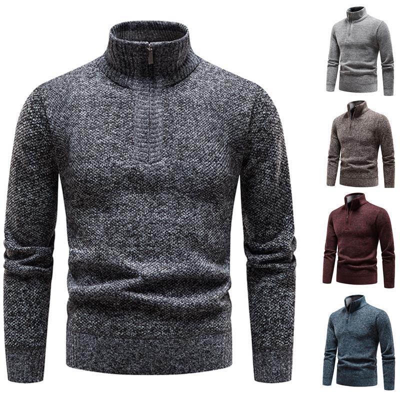 Herren Pullover mit halbem Reißverschluss und strukturiertem Design EB