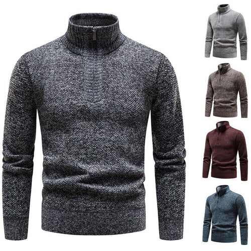 Herren Pullover mit halbem Reißverschluss und strukturiertem Design EB