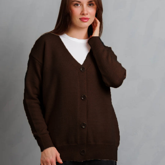 Damen Weicher Strickcardigan mit Knopfverschluss EB