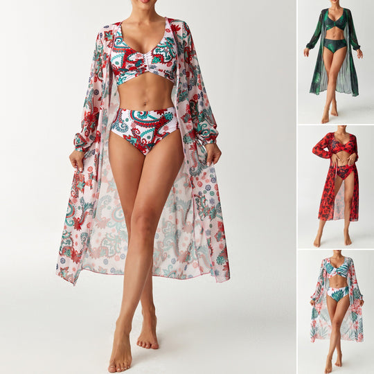 Damen Transparentes Strandkleid mit floralem Muster EB