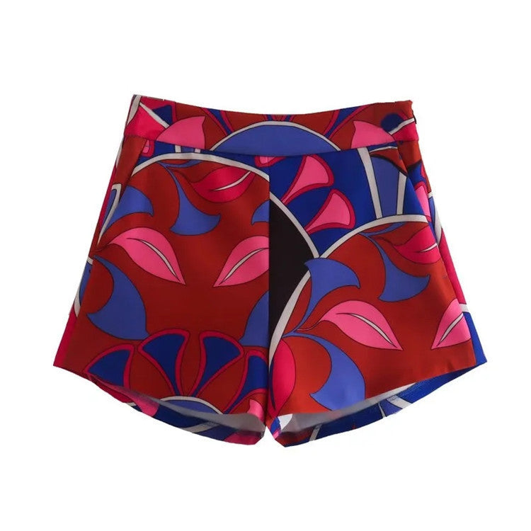 Damen Minirock mit modernem floralem Muster und elastischem Bund EB