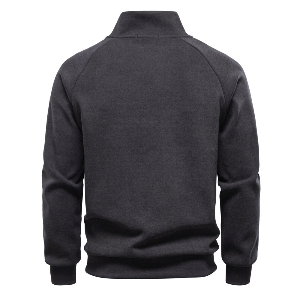 Herren nan Stehkragenpullover mit asymmetrischem Schulterreißverschluss und Raglanärmeln EB