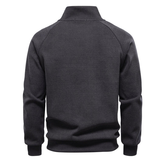 Herren nan Stehkragenpullover mit asymmetrischem Schulterreißverschluss und Raglanärmeln EB