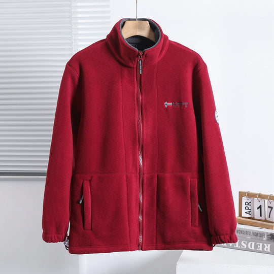 Herren Fleecejacke mit Stehkragen, durchgehendem Reißverschluss und elastischen Bündchen EB