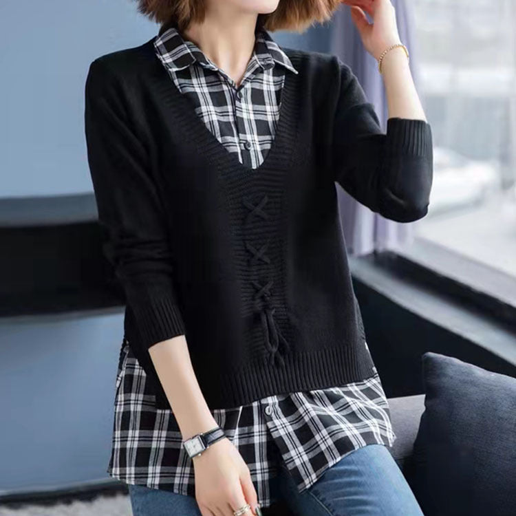 Damen Strickpullover mit raffiniertem Kordelzug und V-Ausschnitt EB
