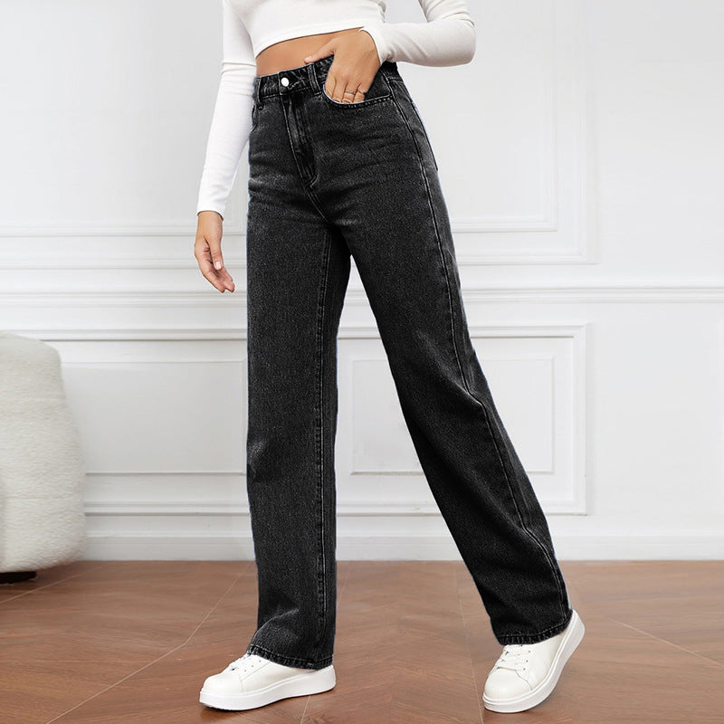 Damen Weit geschnittene Jeans mit hohem Bund und stylischem Schnitt EB