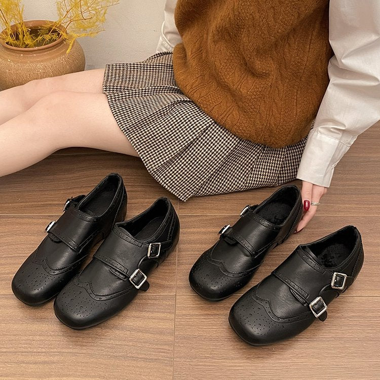 Damen elegante Schnallenschuhe mit feinen Perforationen EB