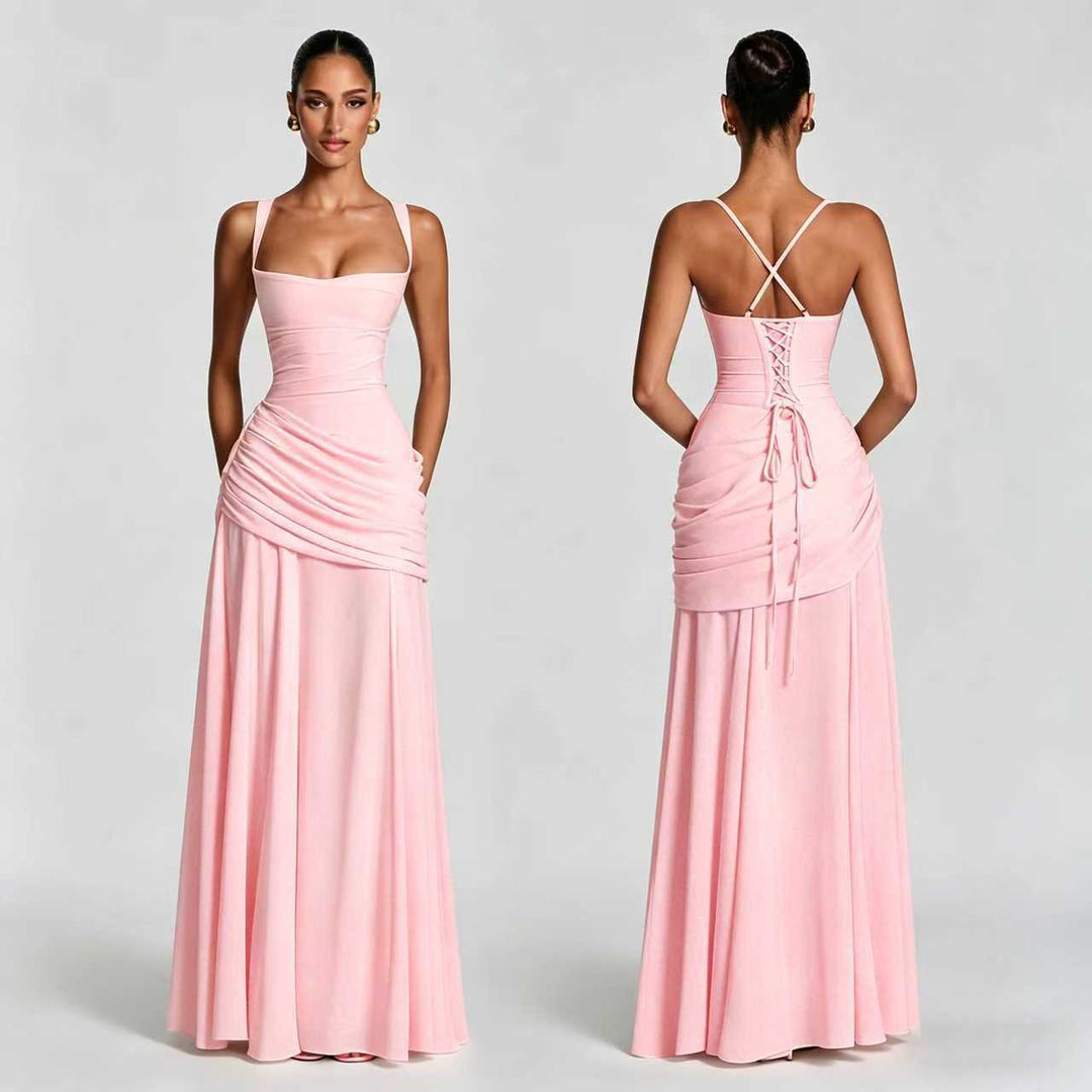 Damen Elegantes, schulterfreies Abendkleid mit raffinierten Drapierungen und fließendem Schnitt EB