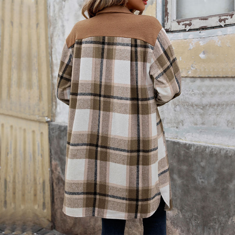Damen Long-Hemdjacke im Overshirt‑Stil mit Brustklappen EB