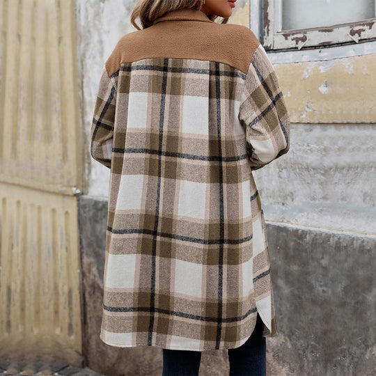 Damen Long-Hemdjacke im Overshirt‑Stil mit Brustklappen EB