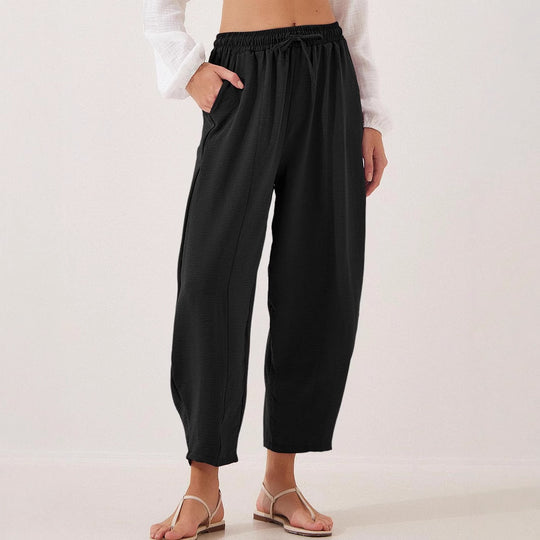 Damen entspannte Freizeithose mit elastischem Bund und praktischen Taschen EB