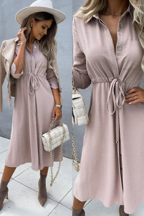 Damen Hemdblusenkleid mit taillierbarem Gürtel EB