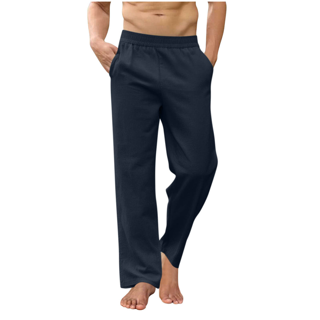 Herren nan lockere Loungehose mit elastischem Bund, Eingrifftaschen und seitlichen Knöchelschlitzen EB