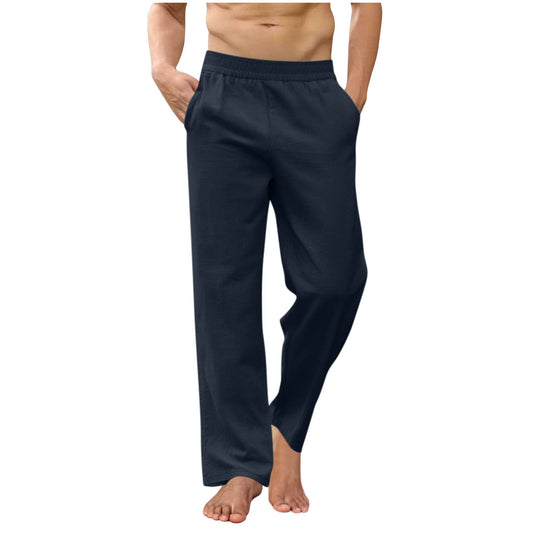 Herren nan lockere Loungehose mit elastischem Bund, Eingrifftaschen und seitlichen Knöchelschlitzen EB